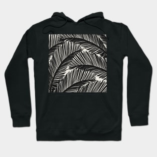 Modern Black Palm Leaf Tropical Pattern Hoodie